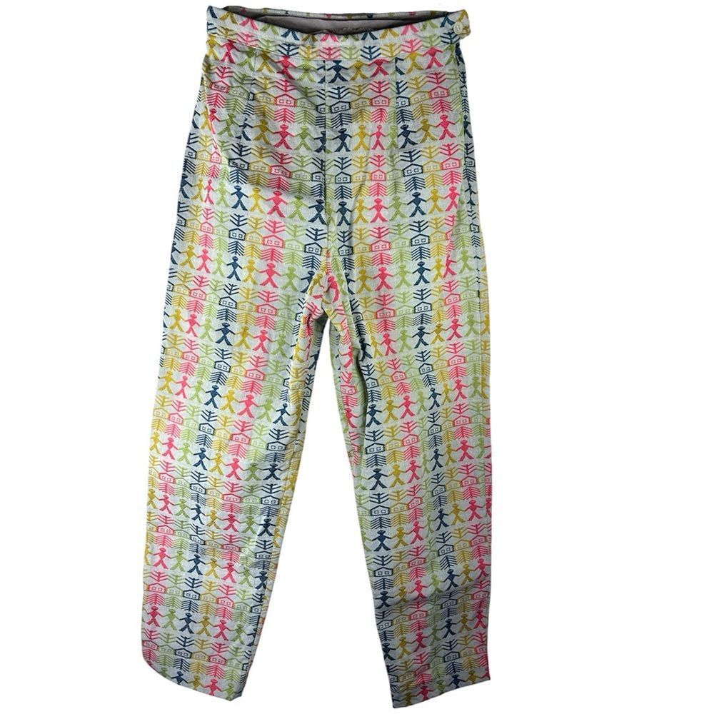 vintage trousers retro 60s 70s colorful wacky patterned design womans XS hippie
